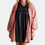 Women's Raw Hem Oversized Check Shirt