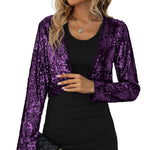 Sequin Shrug Glitter Bolero Jackets with Sparkly Blazer Long Sleeve Cropped Cardigan - Zeagoo (Us Only)