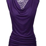 Ruched Cowl Neck Tank Tops - Zeagoo (Us Only)