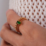 Elegant Green Spiral Ring