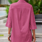 Linen Shirt Elastic Waist Casual Shorts Set - Zeagoo (Us Only)