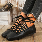 Women's Square Toe Lace-Up Flats
