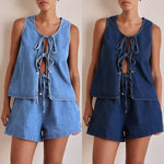 Mya Tie-Front Denim Set