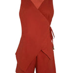 Linen Sleeveless V-neck Top and Loose Shorts Set