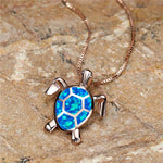 Necklace with Turtle Pendant in Green Opal
