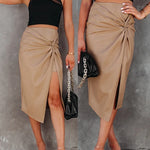 Modena Curve Leather Skirt