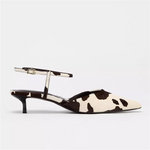Leather Cowhide Slingback Heels
