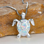 Necklace with Turtle Pendant in Green Opal
