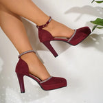 Suede Bloom Heels