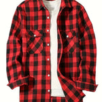 Men's Brushed Plaid Long Sleeve Shirt