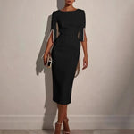 La Scintilla | ELEGANT DRESS WITH OPEN SLEEVES EMBELLISHED WITH PEARLS