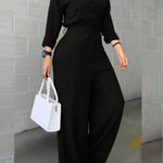 Women's Shirt Style Wide Leg Jumpsuit