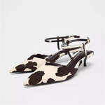 Leather Cowhide Slingback Heels