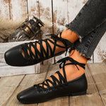 Women's Square Toe Lace-Up Flats