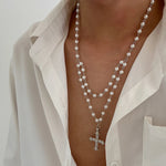 Rosa Cross Pearl Necklace