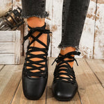 Women's Square Toe Lace-Up Flats