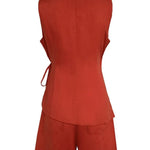 Linen Sleeveless V-neck Top and Loose Shorts Set