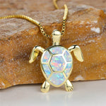 Necklace with Turtle Pendant in Green Opal