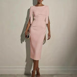 La Scintilla | ELEGANT DRESS WITH OPEN SLEEVES EMBELLISHED WITH PEARLS
