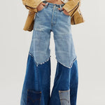 Denim Patchwork Flare Jeans