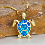 Necklace with Turtle Pendant in Green Opal