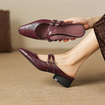Valeria Genuine Leather Mules