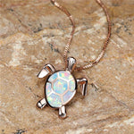 Necklace with Turtle Pendant in Green Opal