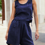 Round Neck Side Ties Casual suit