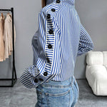 Zeagoo Stylish Striped High Collar Blouse for Women Casual Work Office Loose Fit 2026 | Under $40