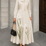 Floral Bow-Detail Long Sleeve Maxi Dress