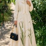 Floral Bow-Detail Long Sleeve Maxi Dress