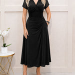 Modest Pleated Mesh A-Line Cocktail Dress with Pockets