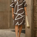 Minimal Art Graphic Printed Shirt Dress