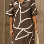 Minimal Art Graphic Printed Shirt Dress