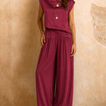 Comfy Quiet Luxury Satin Sleeveless Top and Pants Set