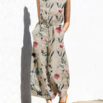 Printed Elastic Waist Jumpsuit