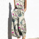Printed Elastic Waist Jumpsuit