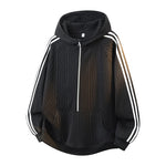 KZZ Men's cable knit half-zip loose hoodie