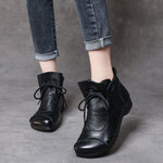Women's Textured Wedge Lace-Up Ankle Boots