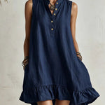 Cute A-line Stand Collar Ruffled Mini Dress