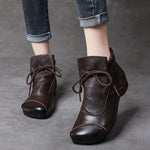 Women's Textured Wedge Lace-Up Ankle Boots