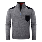 KZZ Men's half-zip sweater with a zippered pocket