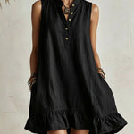 Cute A-line Stand Collar Ruffled Mini Dress