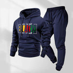 KZZ Men's casual sports long-sleeved hooded jacket and trousers