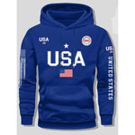 KZZ print hoodie men's fleece sweatshirt, United States letter print unisex casual