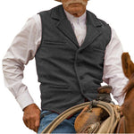 KZZ Men's Tweed Cowboy Vests Retro Elderly Aged Adult Men's Vintage Western Casual Business Vests