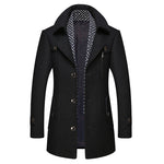 KZZ Men's Trench Coat with Detachable Soft Scarf Notched Collar Single Breasted Pea Coat Overcoat