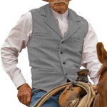 KZZ Men's Tweed Cowboy Vests Retro Elderly Aged Adult Men's Vintage Western Casual Business Vests