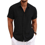 KZZ Men's linen short-sleeved T-shirt