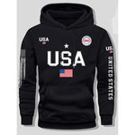 KZZ print hoodie men's fleece sweatshirt, United States letter print unisex casual